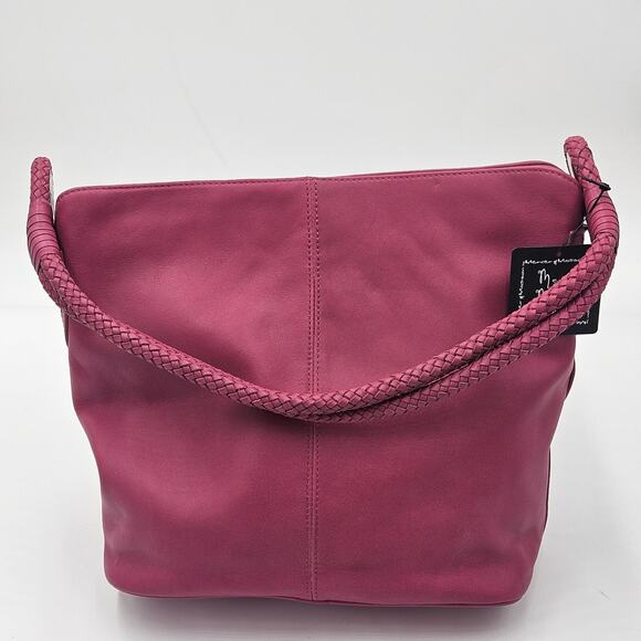 mercer & madison Handbags - Fuchsia Soft Hobo Leather Bag Braided Strap Free Spirit Boho Bold Maximalist